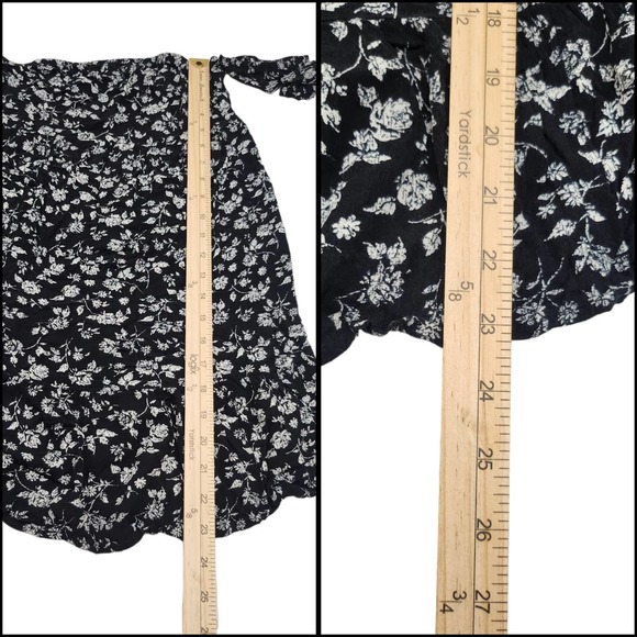 Black Drop Shoulder Dress Womens Small White Floral Tube Top Flowy Relaxed Comfy - Picture 6 of 8
